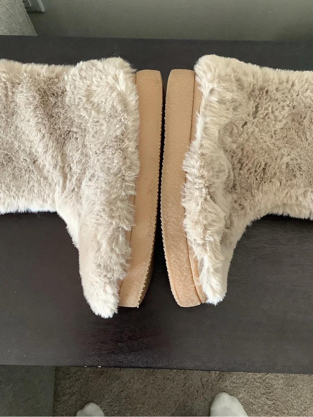 Zara Kids Beige Faux Fur Platform Boots